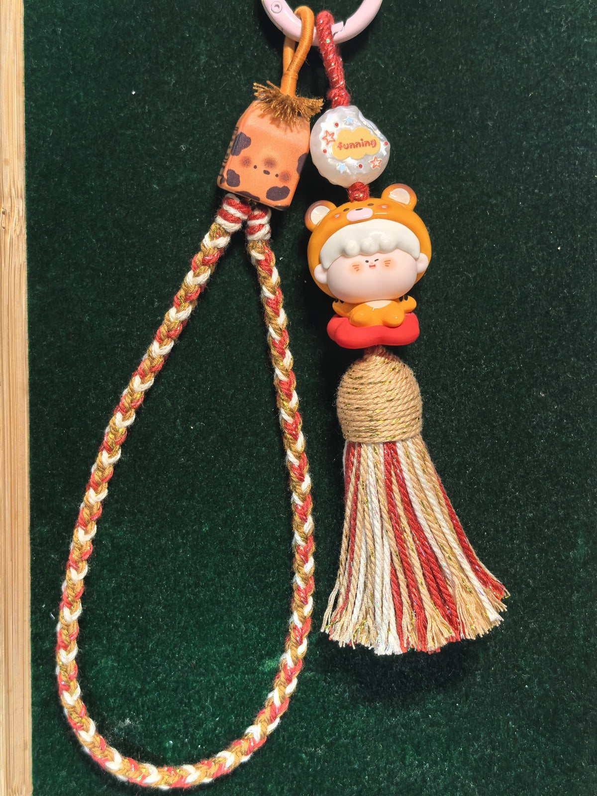 Orange Bear Figurine Phone Bag Charm Keychain