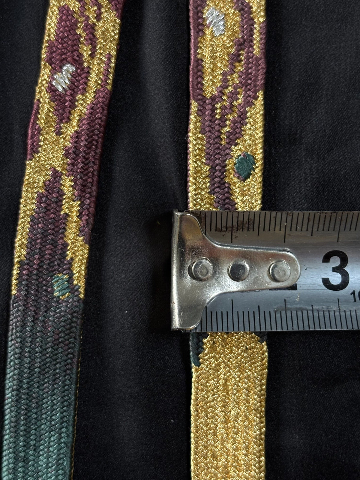 Japanese Silk Camera Strap Dark Green Gold