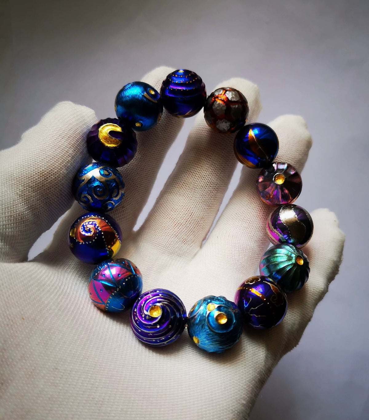 Titanium Alloy Meteorite Bead Bracelet