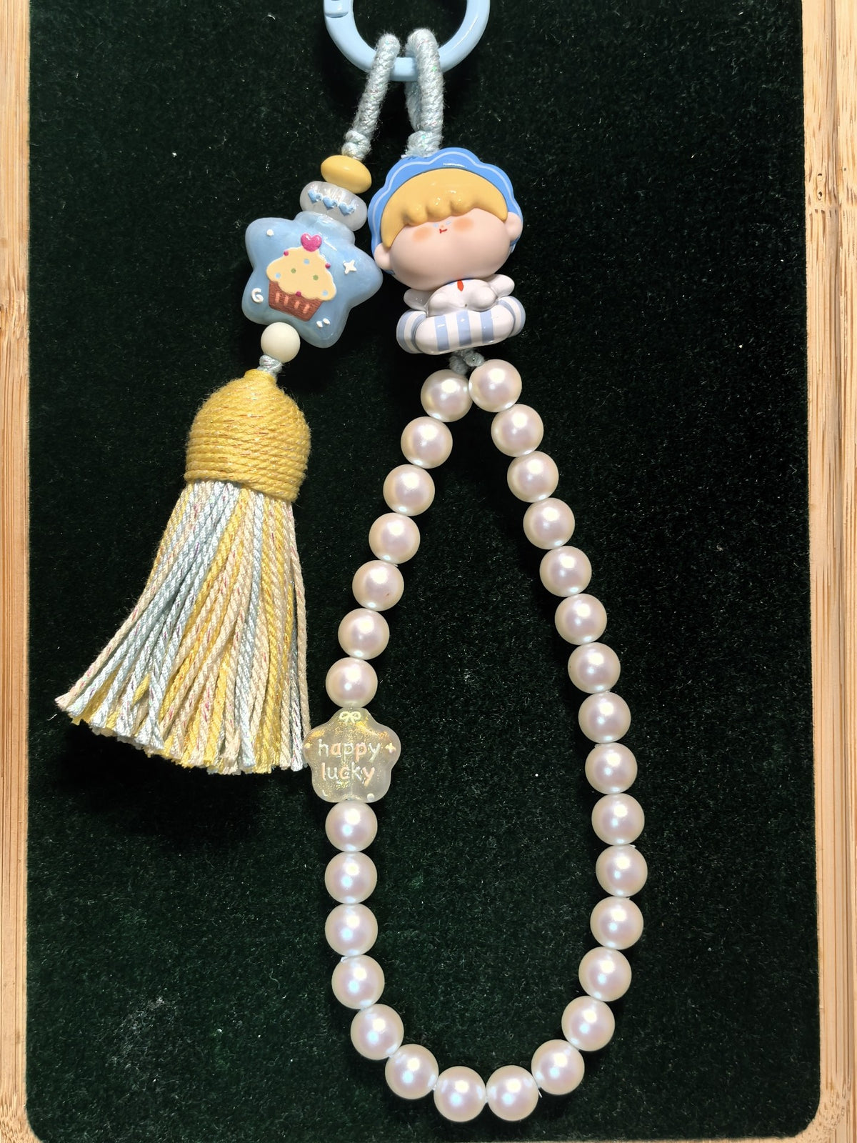Sleeping Child Beaded Phone Charm Keychain