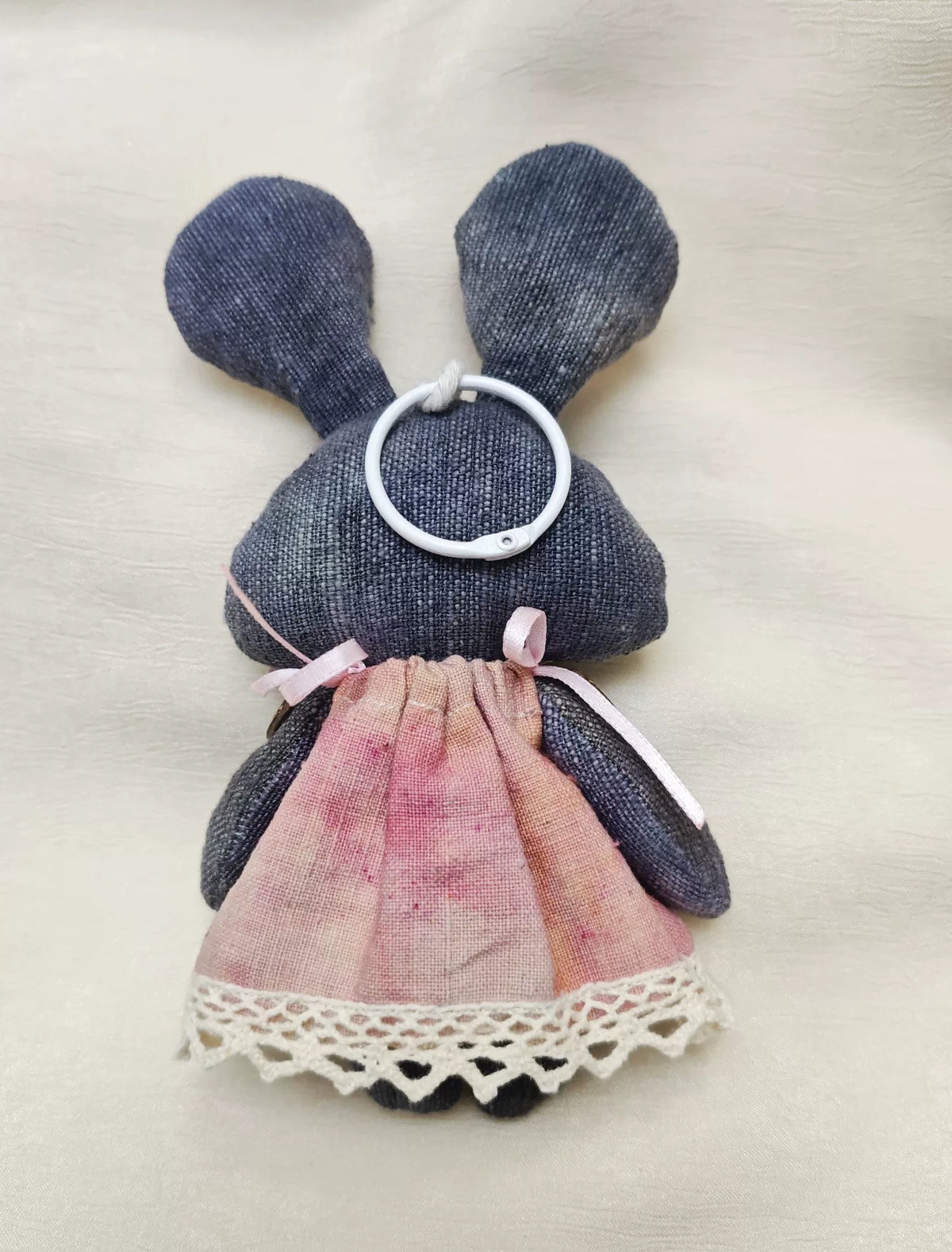 Handmade Mouse Fabric Pendant Gray