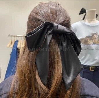 Pure Silk Black Bow Hair Tie