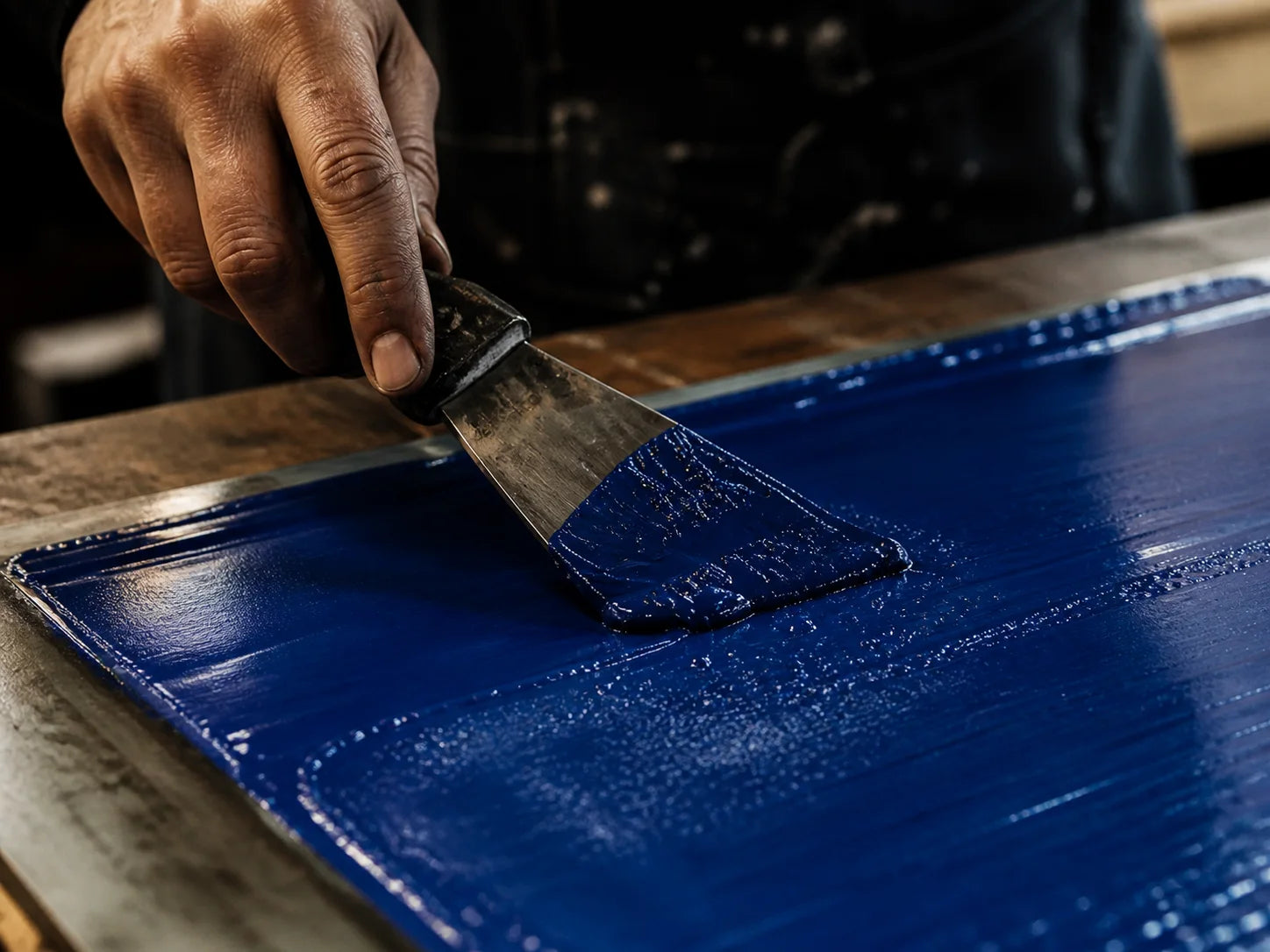 A maker working with materials in a studio