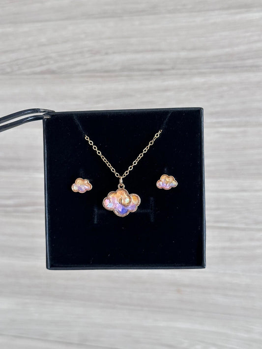 Cloud Pendant Necklace Earring Set