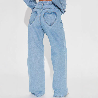 JEANS TAILLE HAUTE POCHES FORME COEUR