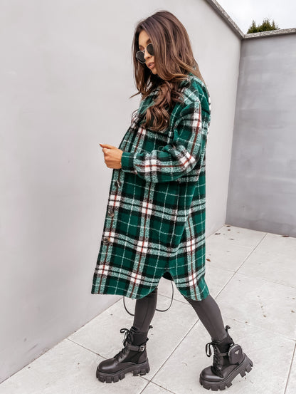 Manteau Plaid Élégant et Confortable