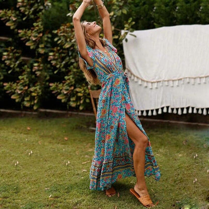 Robe Longue Échancrée Bohème