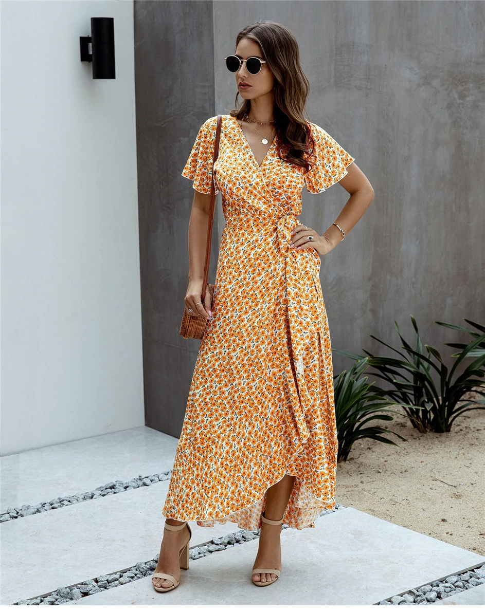 Robe Longue Bohème Florale Fendue