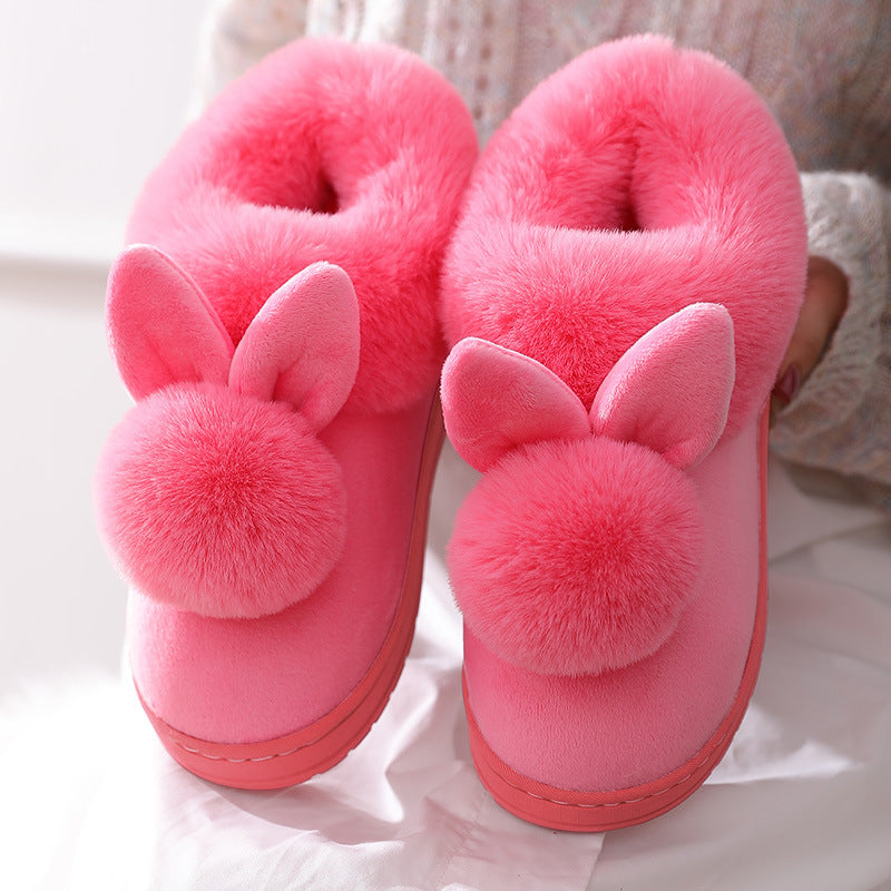 Chaussons en Fourrure avec Oreilles de Lapin