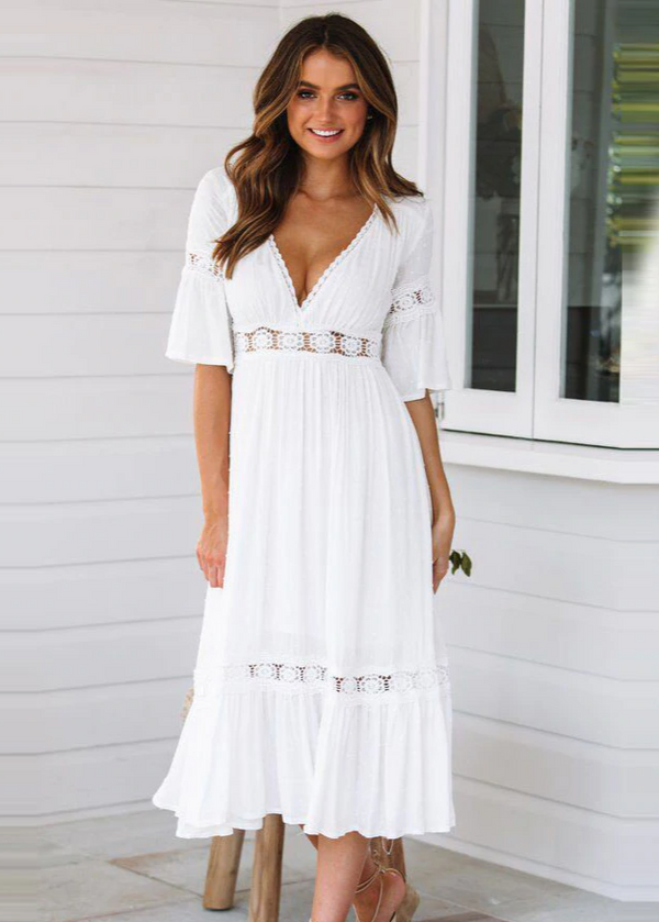 Robe Longue En Dentelle Style Bohème