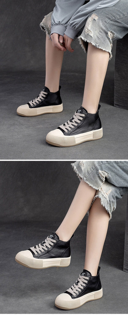 Baskets Vintage en Cuir Véritable