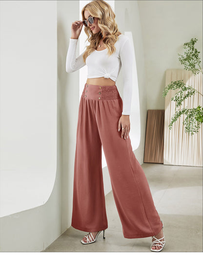 Pantalon droit à jambes larges et élastique