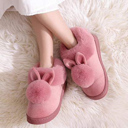 Chaussons en Fourrure avec Oreilles de Lapin