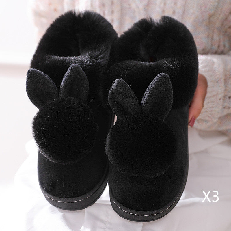 Chaussons en Fourrure avec Oreilles de Lapin