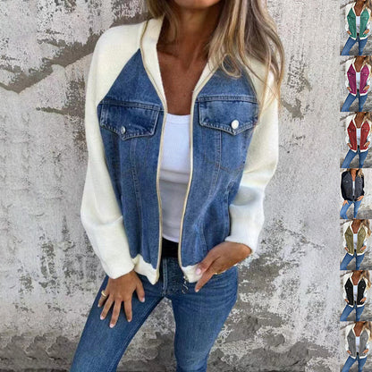 Veste Denim & Tricot Élégance Décontractée