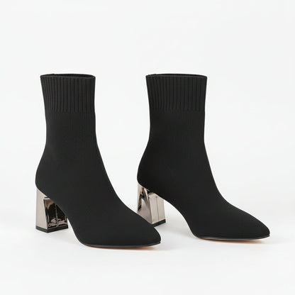 Bottines femme grande taille en maille extensible à talon haut