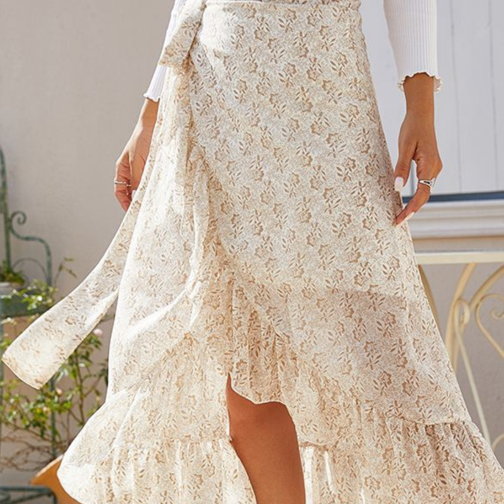 Jupe Fleurie à Volants - Taille Haute - Design Élégant