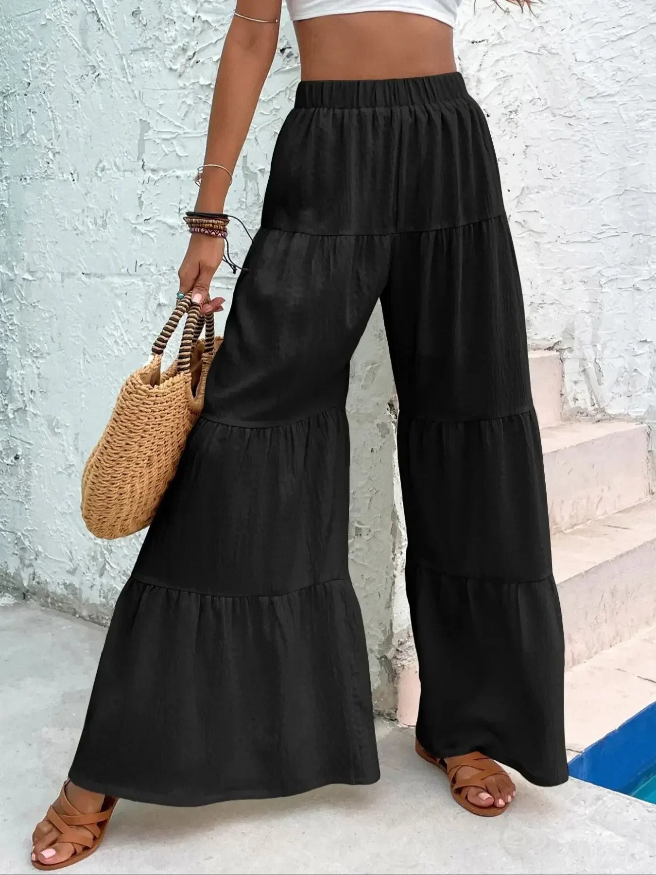 Pantalon Large à Volants Pour Femme