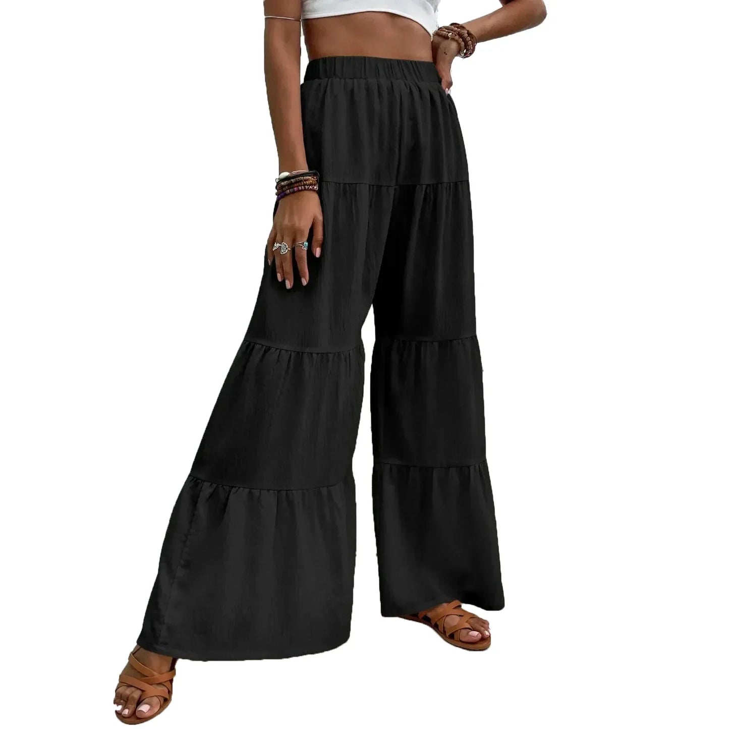 Pantalon Large à Volants Pour Femme