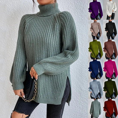Pull à col roulé avec design fendu