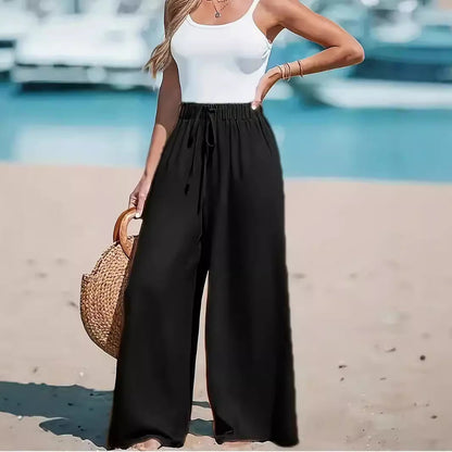 Pantalon Large Taille Élastique - Style décontracté