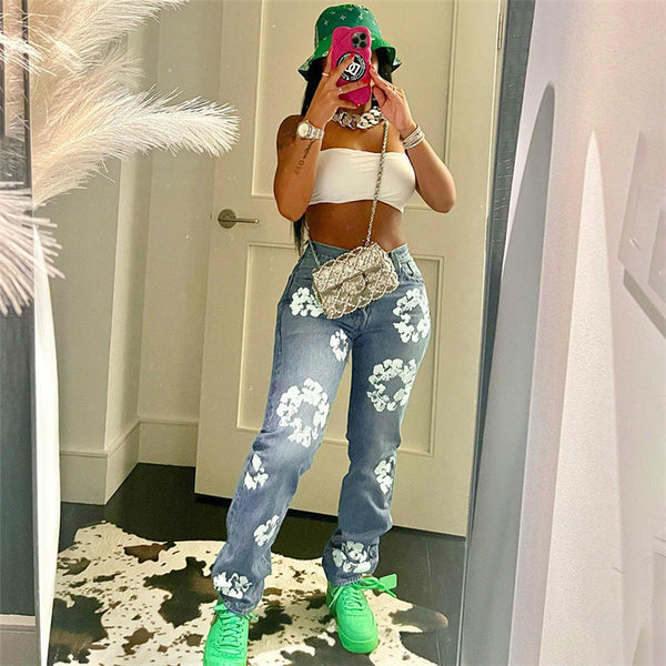 Jean droits taille haute