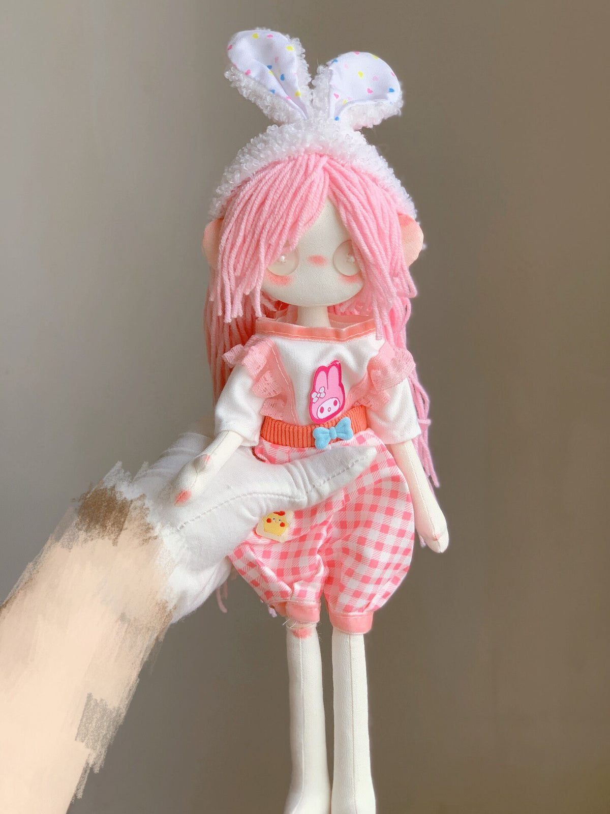 Handgemachte 32 cm Hasen-Stoffpuppe
