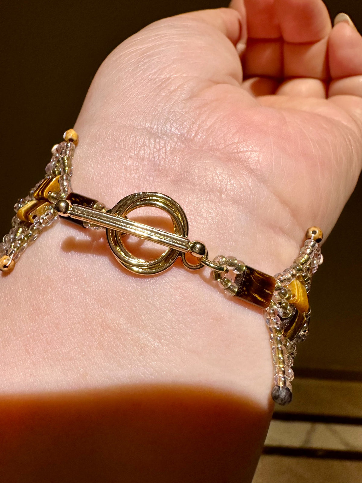 Handcrafted Lace Woven Tiger Eye Wide Bracelet