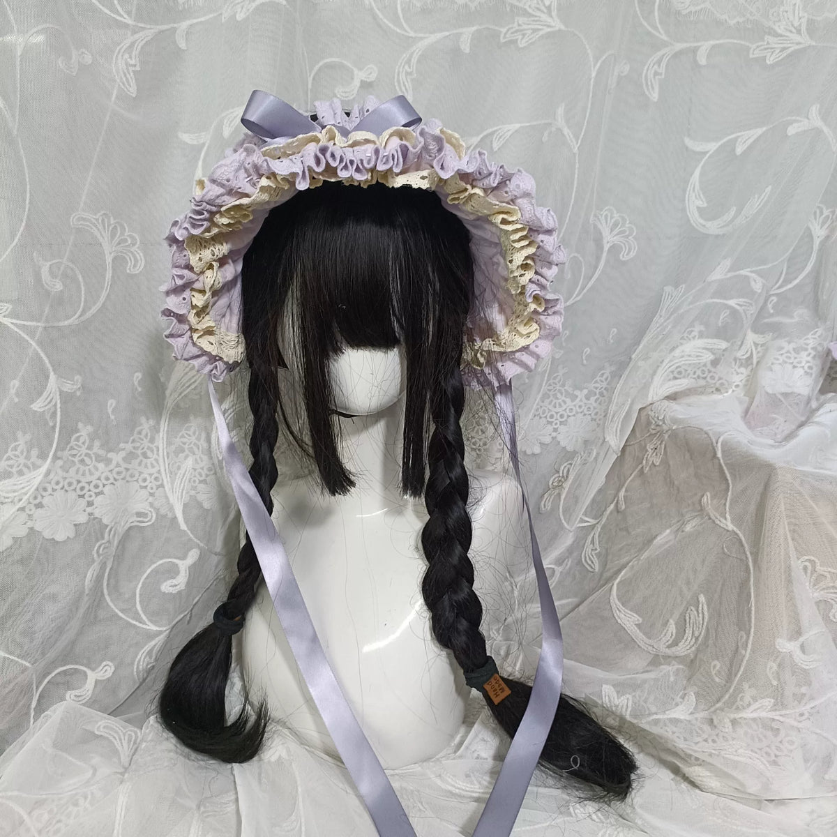 Gorro Tiara Lolita Roxo Claro de Dupla Função