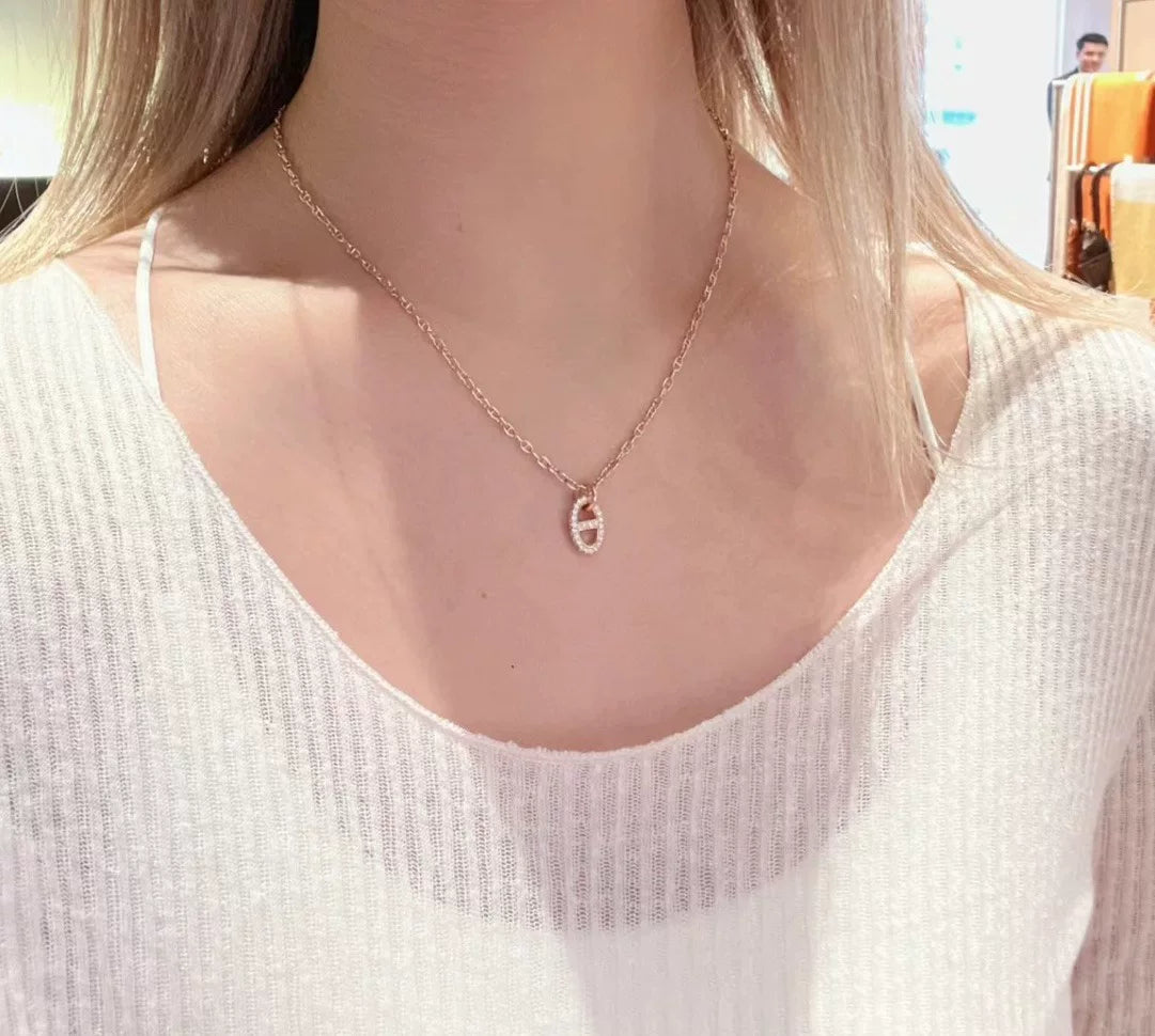 S925 Silver Pig Nose Pendant Necklace