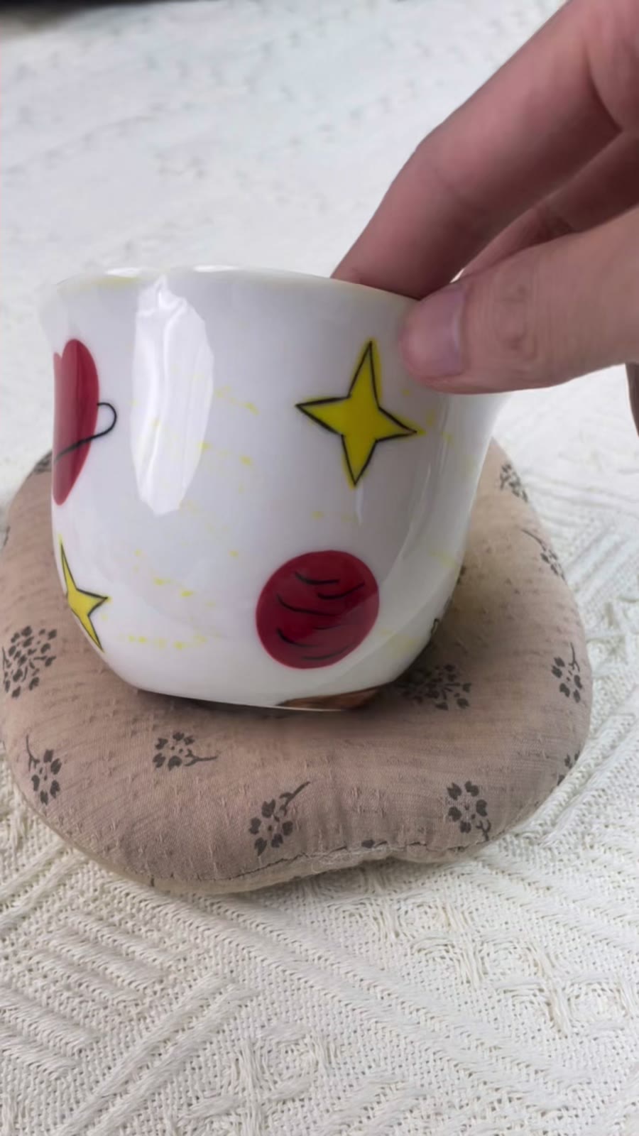 Handbemalte Keramik-Kaffeetasse mit Motiv vom kleinen Prinzen