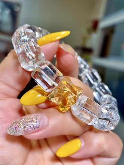 Crystal Bracelet with 12mm Yellow Citrine Top Bead