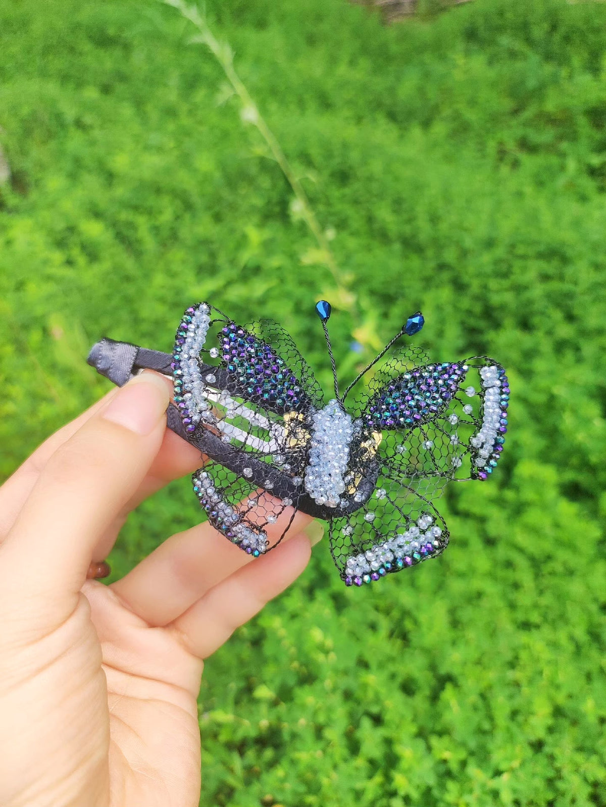 Handcrafted Beaded Butterfly BB Clip