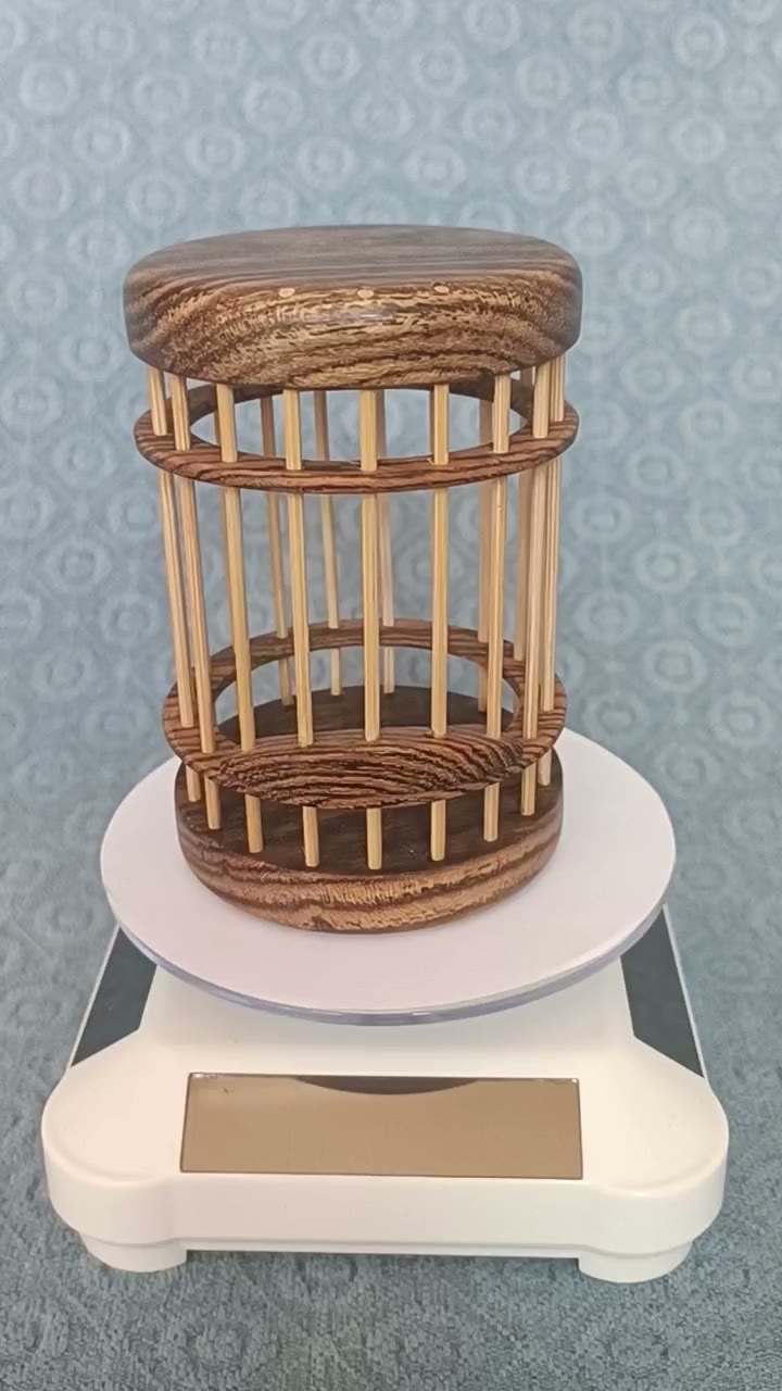 Round Katydid Cage Tiger Sandalwood Bamboo
