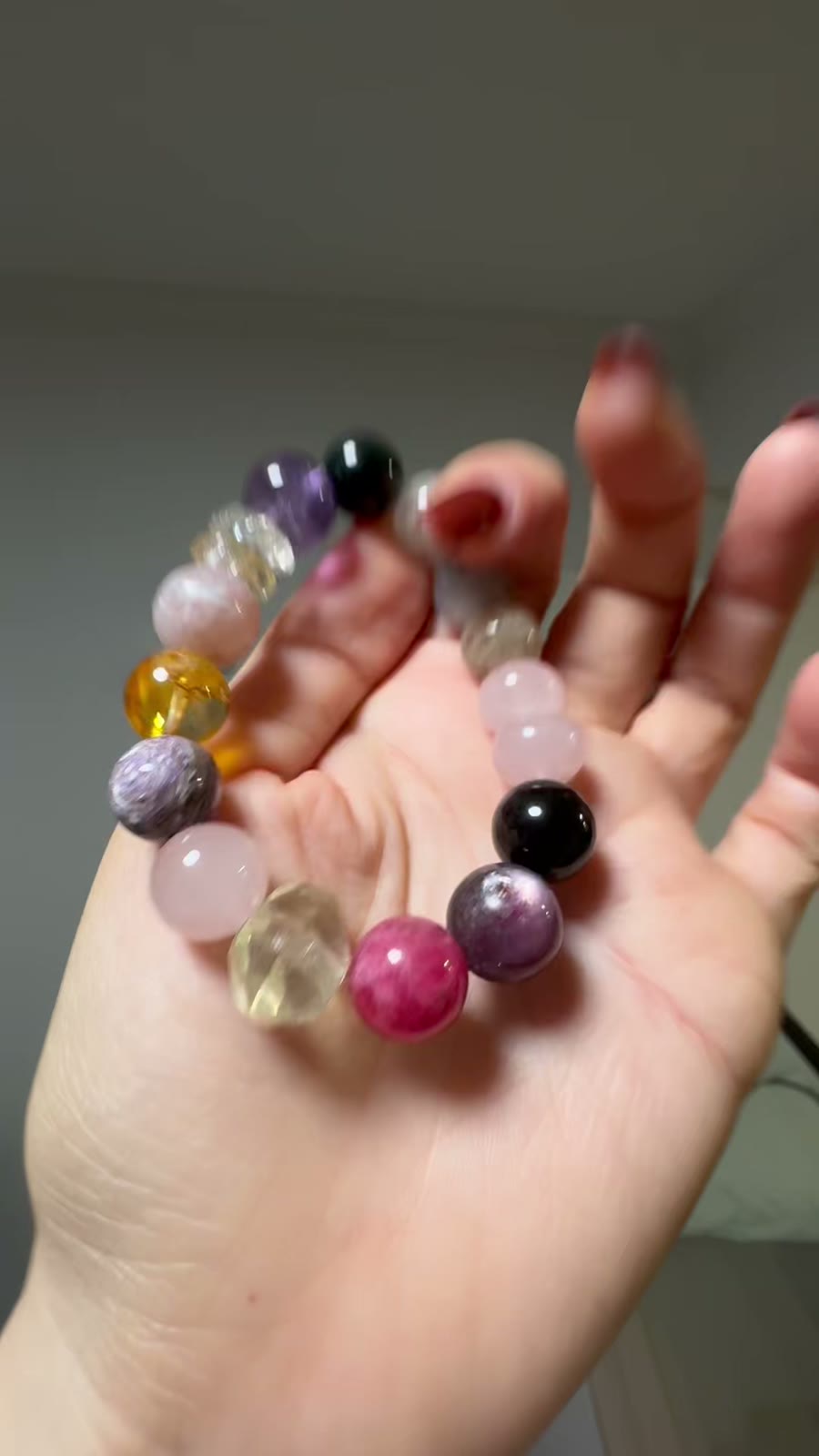 Multi Gemstone Beaded Bracelet Rose Quartz Amethyst