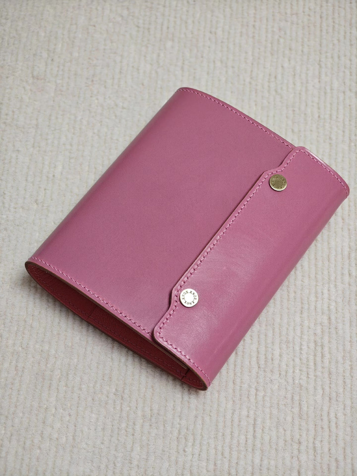 A7 Knox Trifold Notebook Cover Pink Bridle Leather