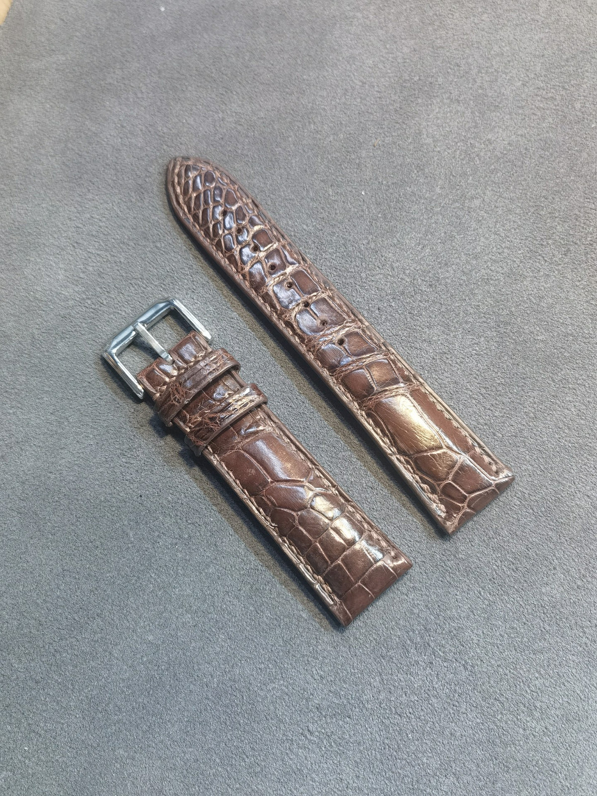 Brown Crocodile Leather Watch Strap 20mm