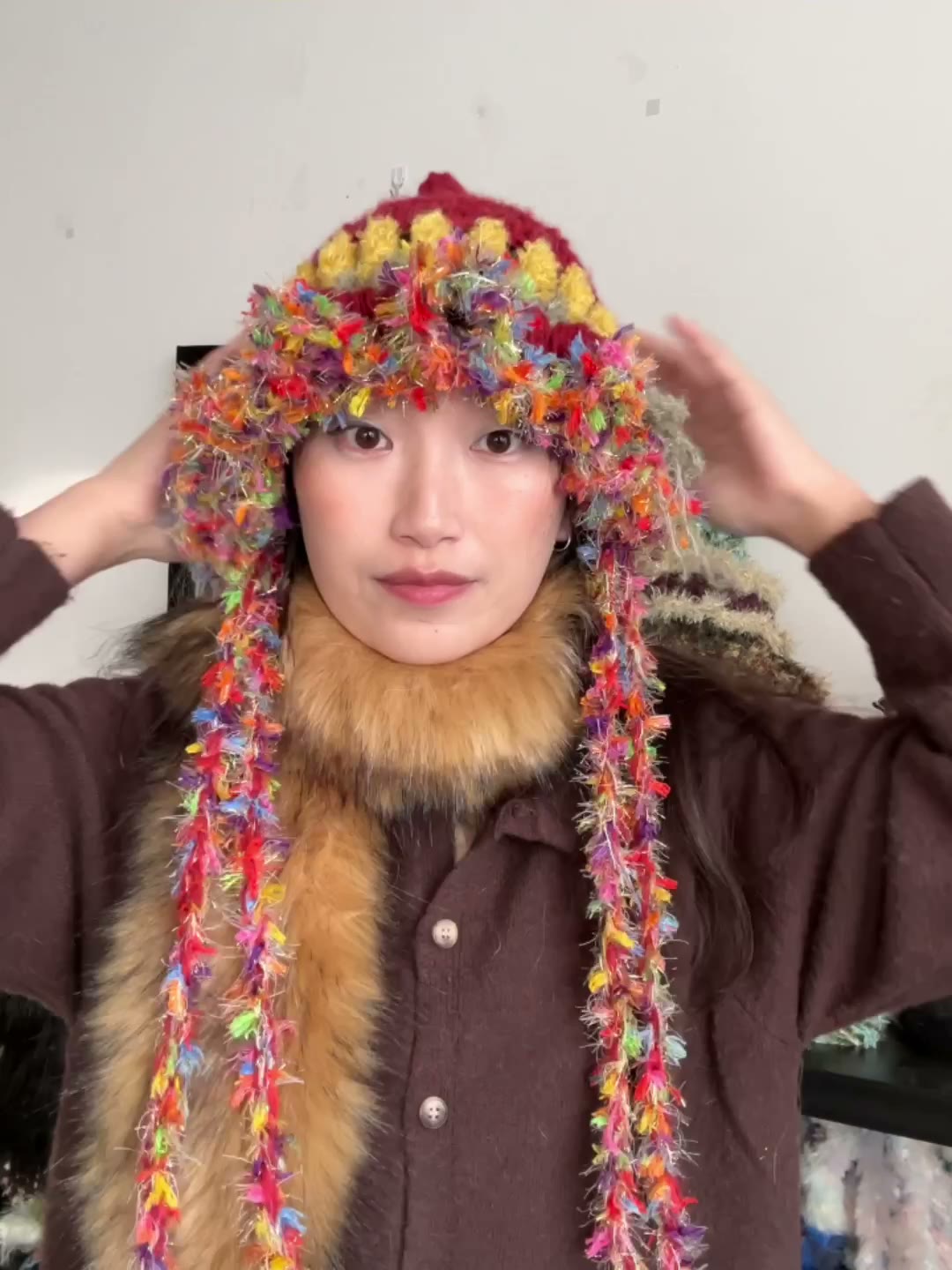 Hand Crocheted Pointed Hat with Ear Flaps