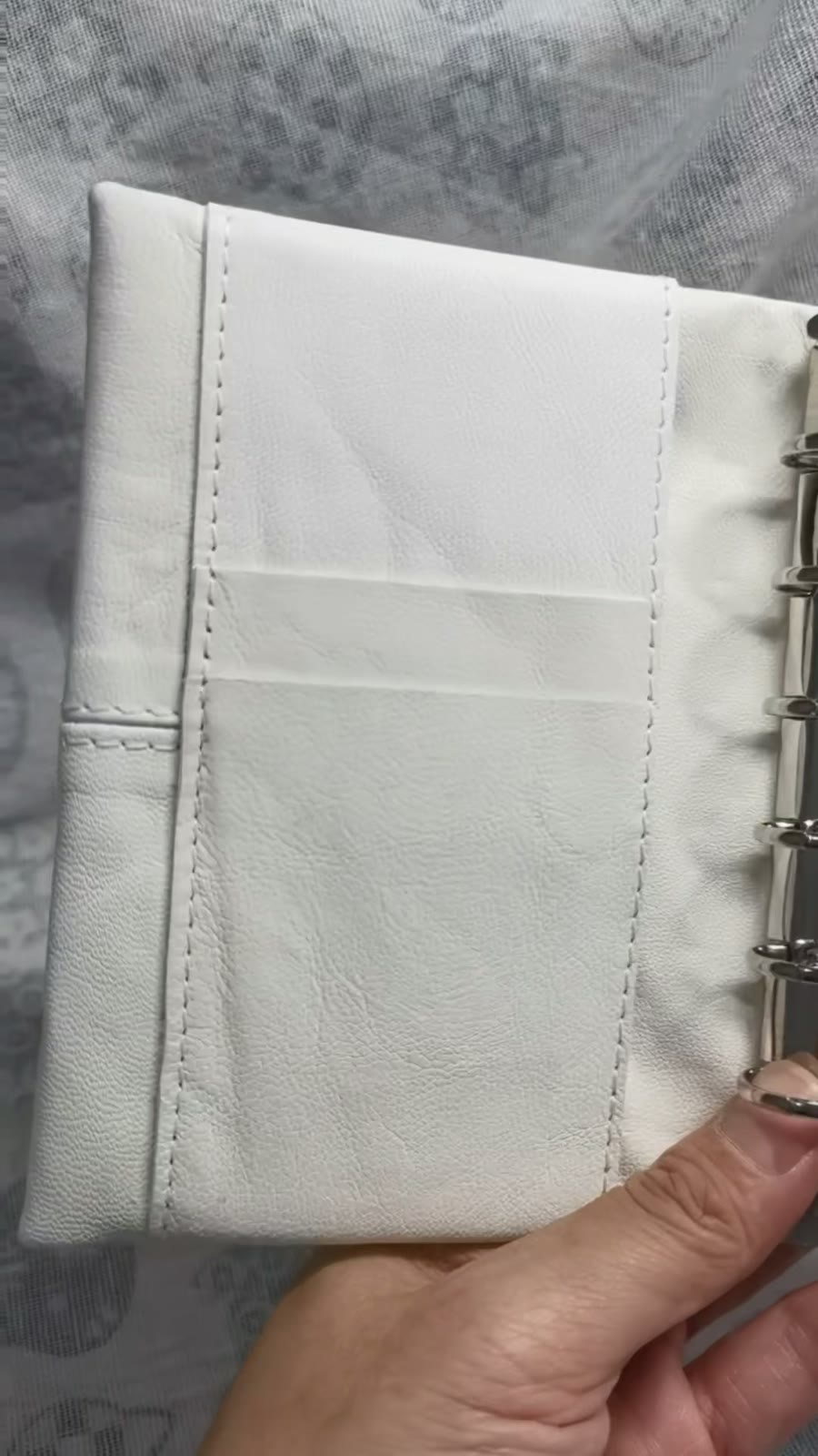 Cream White Goat Leather A7 Ring Binder Cover