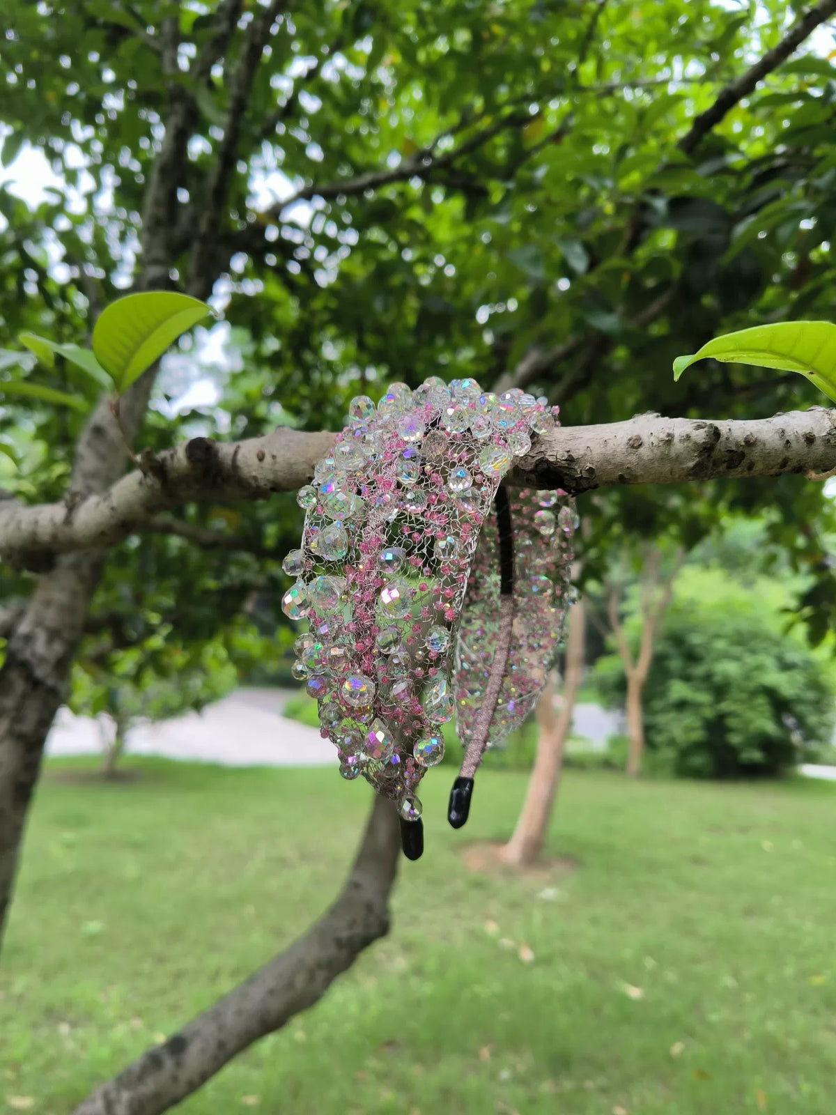 Large bandeau en maille de cristal fait main