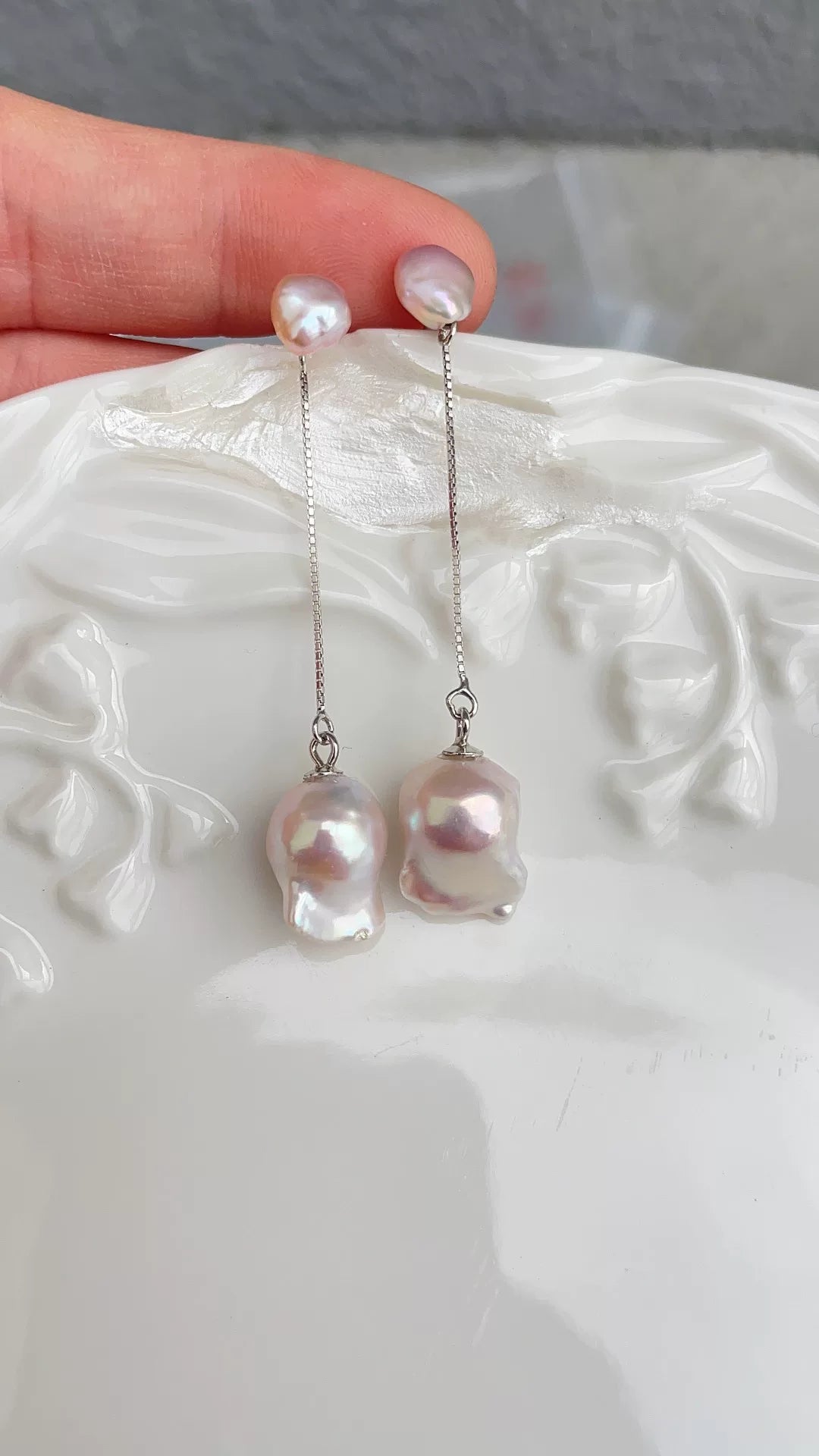 Baroque Pearl Drop Earrings 925 Silver