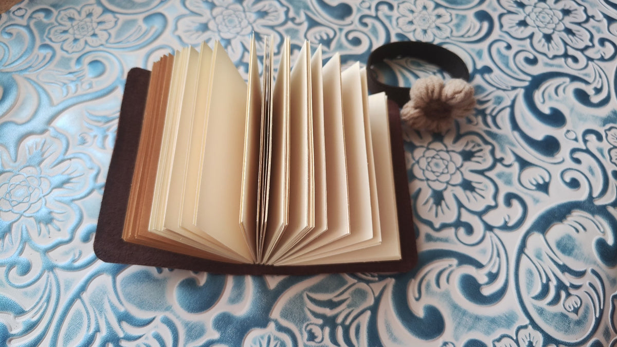 Purple Leather Journal with Crocheted Flower