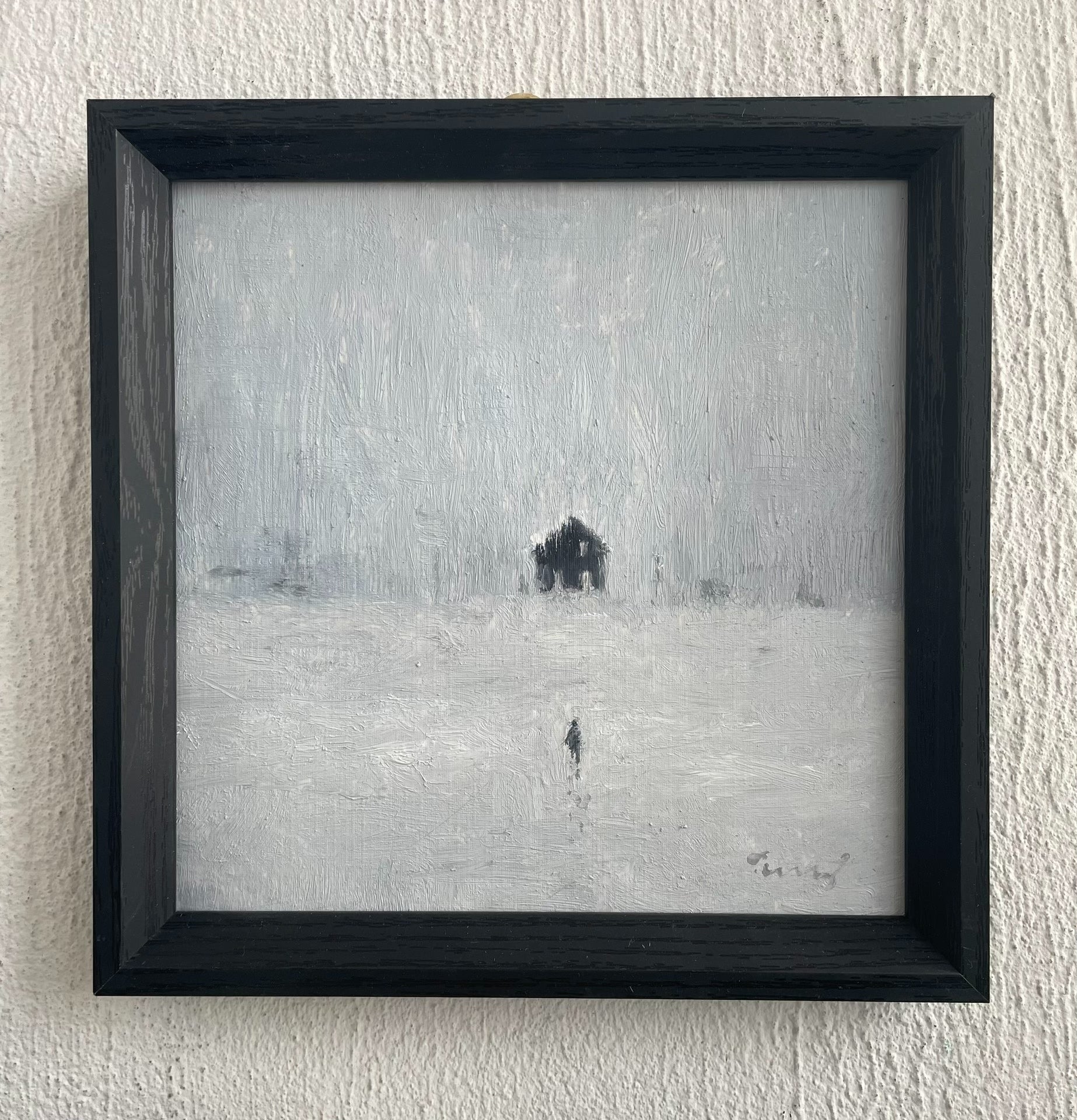 Hand-Painted Oil Artwork 20x20cm Canvas in 25x25cm Black Frame