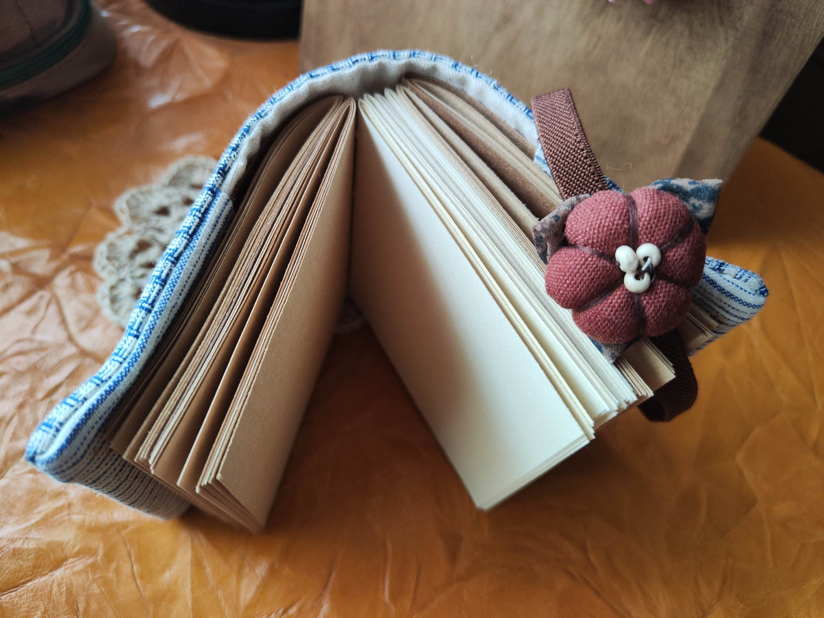 Handmade Fabric Notebook with Blue Plaid Cover