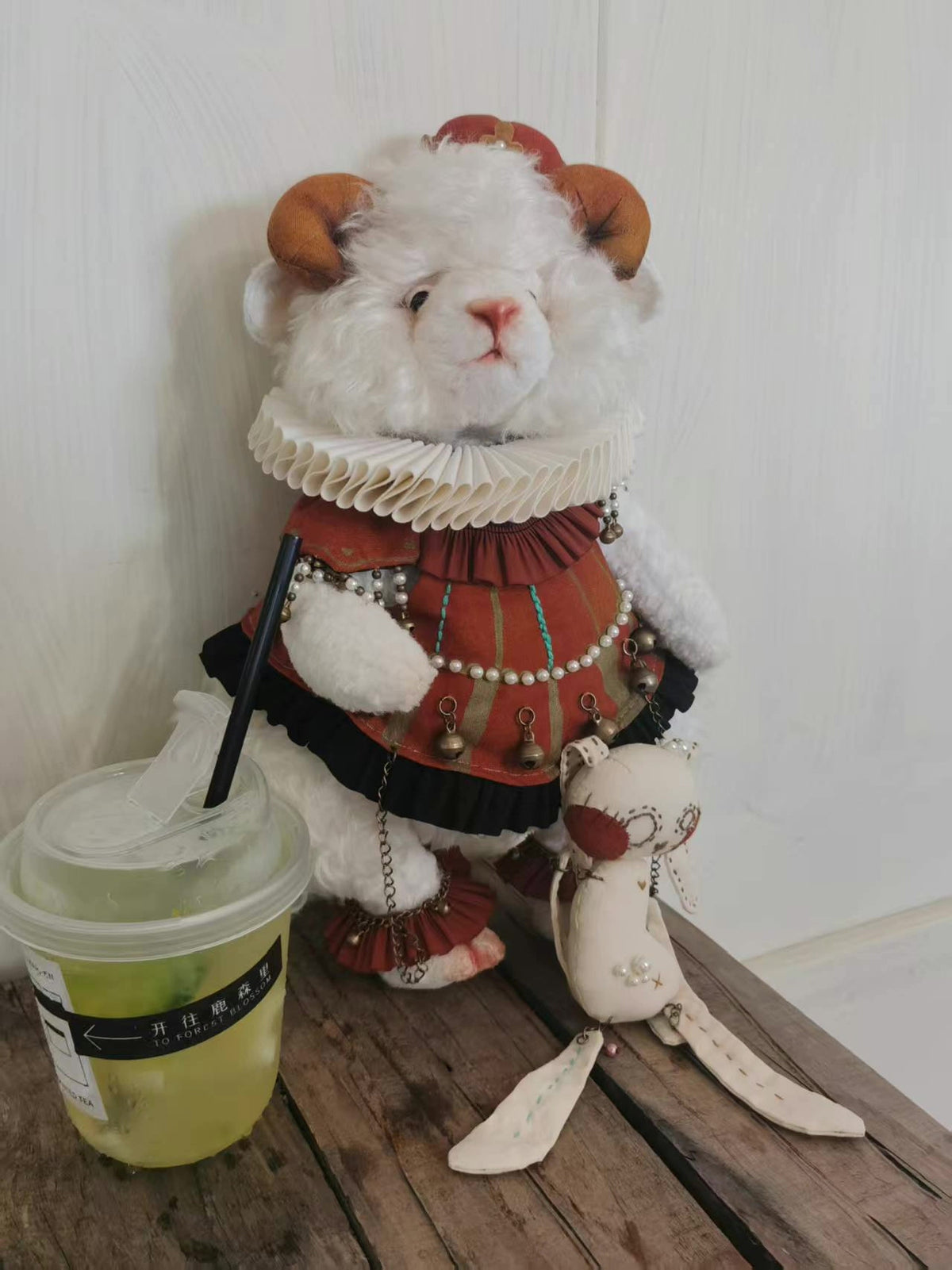Articulated Sheep Doll with Curly Fur