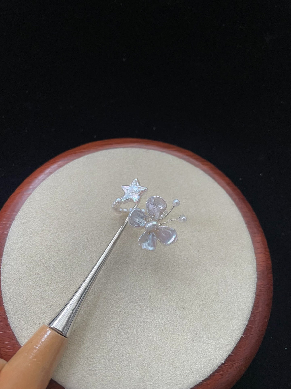 Natural Pearl Butterfly Star Ring