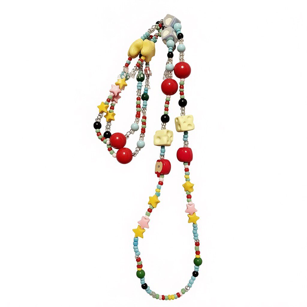 Multicolor Beaded Phone Charm with Lobster Clasps