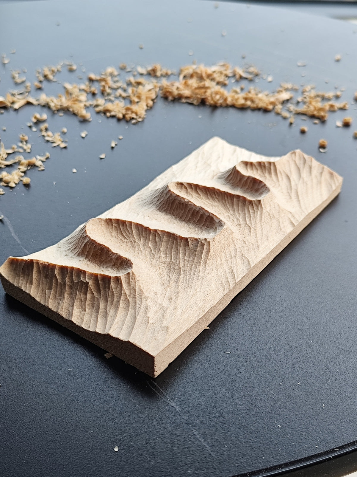 Linden Wood Mountain Range Relief Sculpture