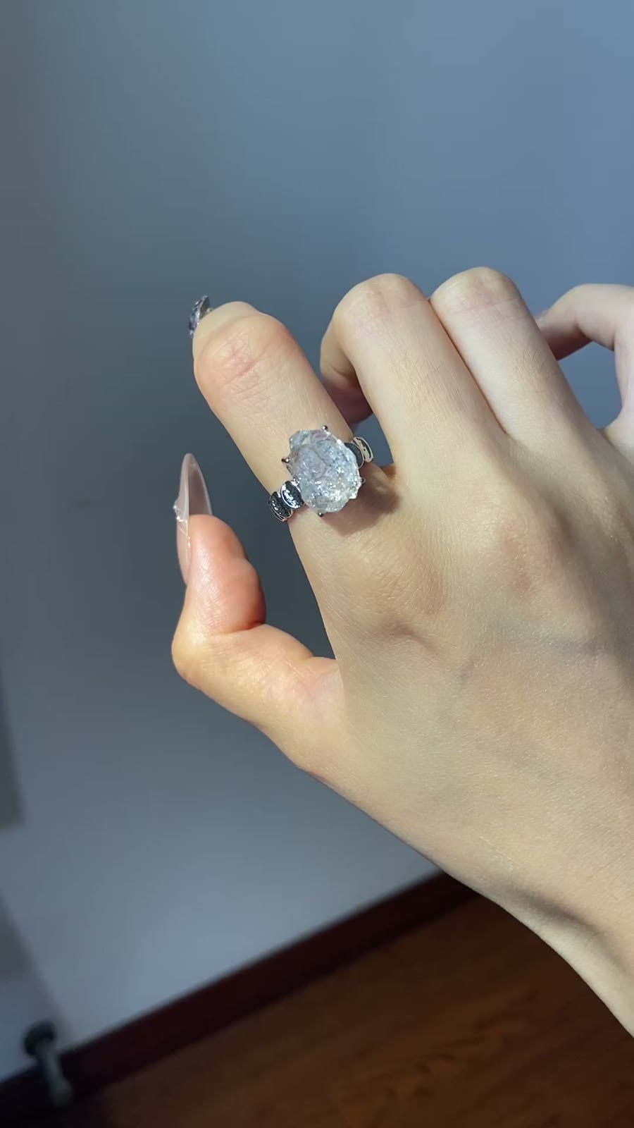 Natural Raw Herkimer Diamond Ring