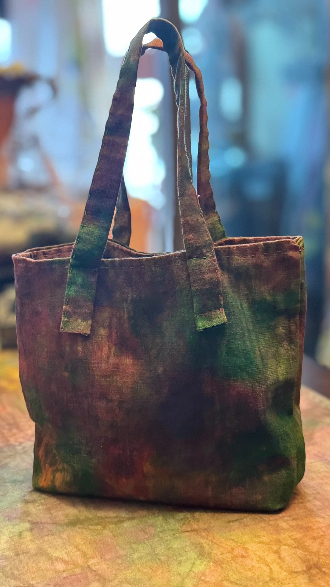 Handwoven Plant-Dyed Double-Layer Tote Bag